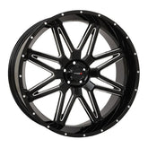 System 3 ST-7 24" Wheels Gloss Black/Milled Polaris RZR Turbo R & Pro R Ranger 1500 Xpedition
