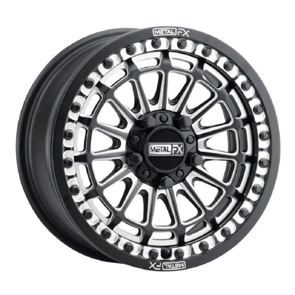 MetalFX Delta R Bdlk Contrast Cut 15" Wheels Bk Polaris RZR Turbo R & Pro R Ranger 1500 Xpedition