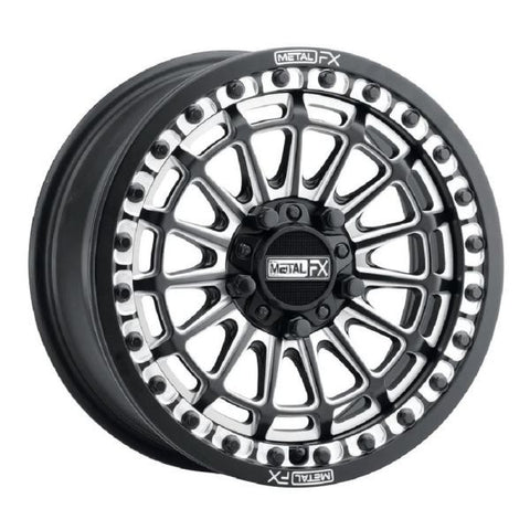 MetalFX Delta R Bdlk Contrast Cut 15" Wheels Bk Polaris RZR Turbo R & Pro R Ranger 1500 Xpedition
