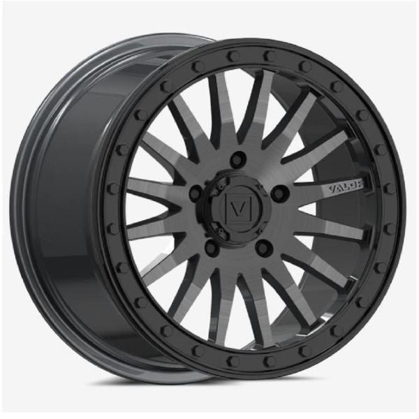 Valor V06 Beadlock 15x10 Wide Wheels Gunmetal Polaris RZR Turbo R & Pro R Ranger 1500 Xpedition