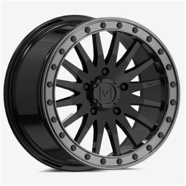 Valor V06 Beadlock 15x10 Wide Wheels Gloss Black Polaris RZR Turbo R & Pro R Ranger 1500 Xpedition