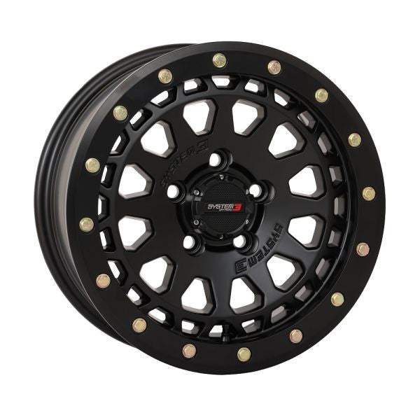 System 3 SB-6 Beadlock 15" Wheels Matte Black (4+3) Polaris RZR Turbo R & Pro R Ranger 1500 Xpedition