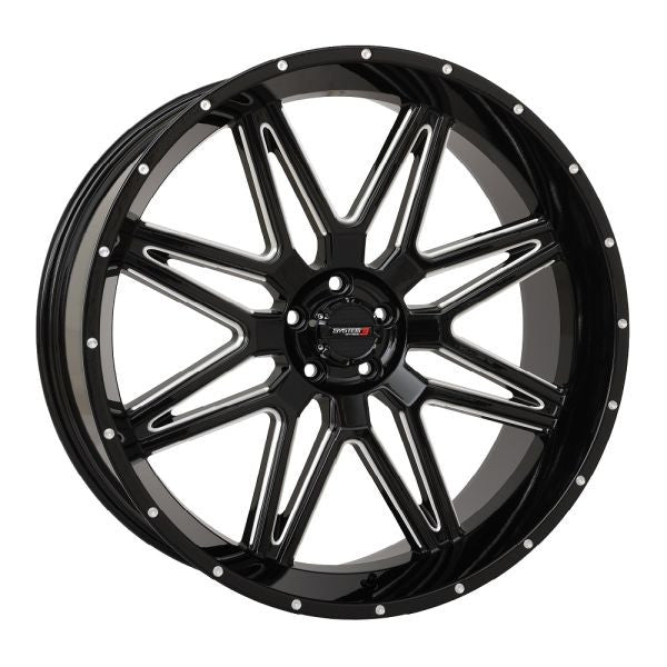 System 3 ST-7 24" Wheels Gloss Black/Milled Polaris RZR Turbo R & Pro R Ranger 1500 Xpedition