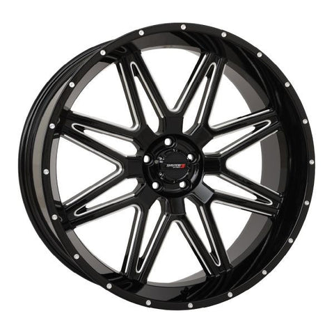 System 3 ST-7 24" Wheels Gloss Black/Milled Polaris RZR Turbo R & Pro R Ranger 1500 Xpedition