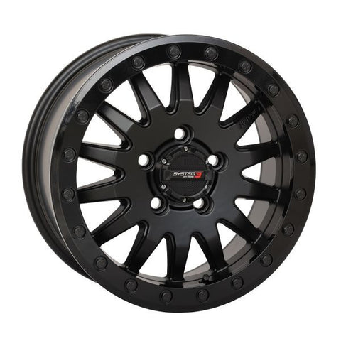 System 3 SB-8 Bdlk 15" Wheels Bk +38mm/+0mm Polaris RZR Turbo R & Pro R Ranger 1500 Xpedition