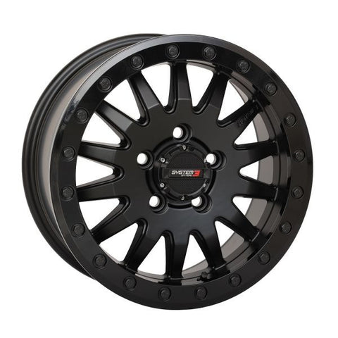 System 3 SB-8 Beadlock 15x10 Wide Wheels Matte Black Polaris RZR Turbo R & Pro R Ranger 1500 Xpedition