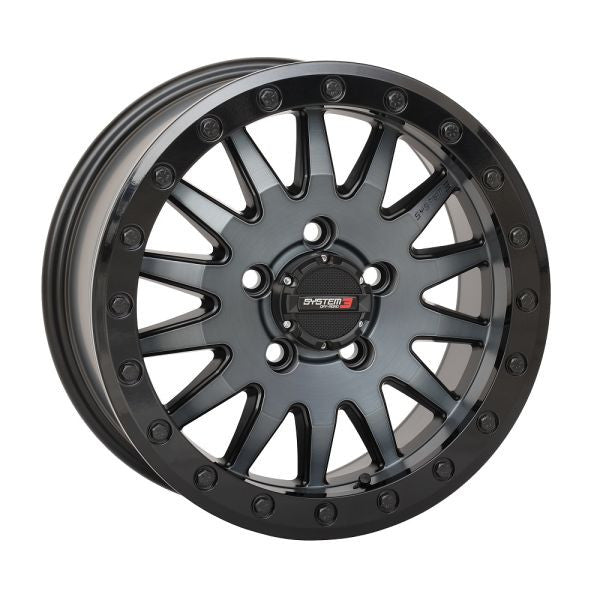 System 3 SB-8 Bdlk 15" Wheels Gy +38mm/+0mm Polaris RZR Turbo R & Pro R Ranger 1500 Xpedition