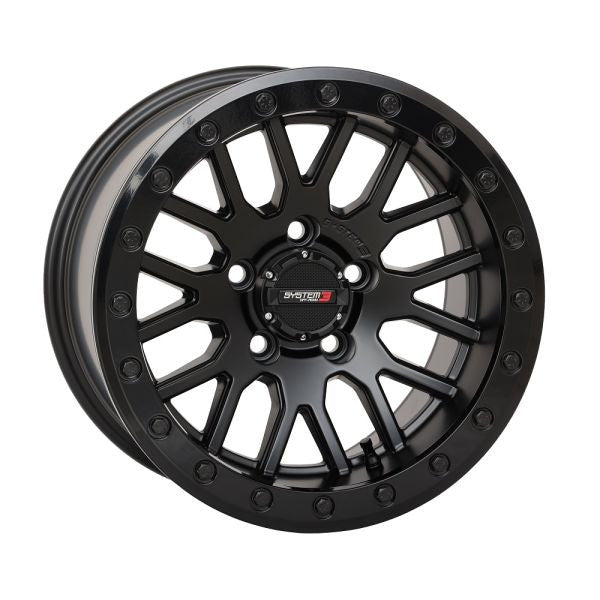 System 3 SB-9 Beadlock 15" Wheels Matte Black +10mm Polaris RZR Turbo R & Pro R Ranger 1500 Xpedition