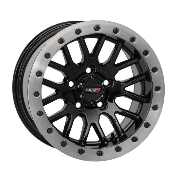 System 3 SB-9 Beadlock 15" Wheels Gloss Black +10mm Polaris RZR Turbo R & Pro R Ranger 1500 Xpedition