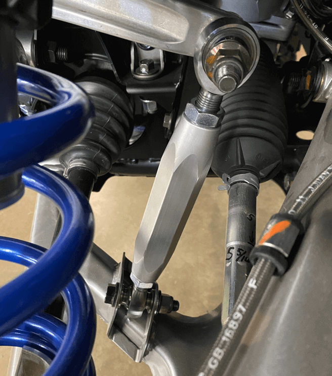 Polaris Pro R Sway Bar Link by AJK Offroad Close Up of Short Link in Raw Alumium
