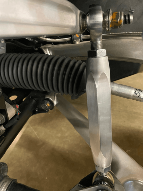 Polaris Pro R Sway Bar Link by AJK Offroad Raw Aluminum Close Up View