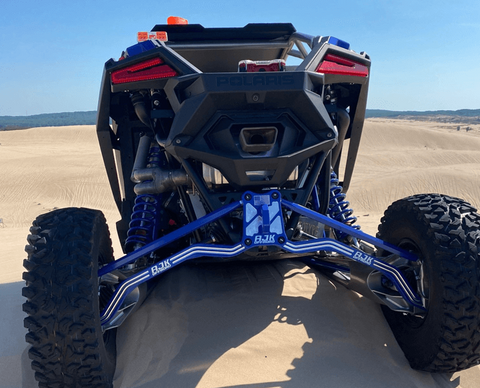 Polaris Pro R / Turbo R High Clearance Radius Rods by AJK Offroad in Blue Wide Angle