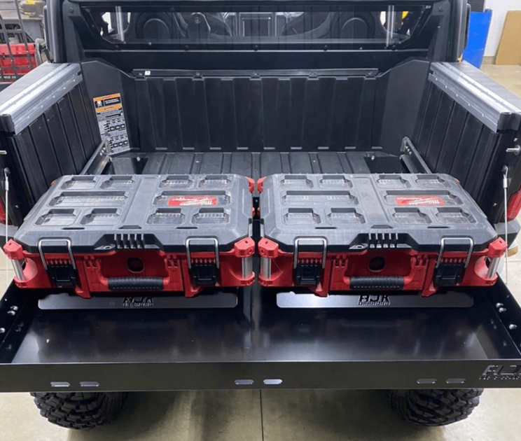 Polaris Xpedition Bed Drawer by AJK Offroad With Milwaukee Pulled Out