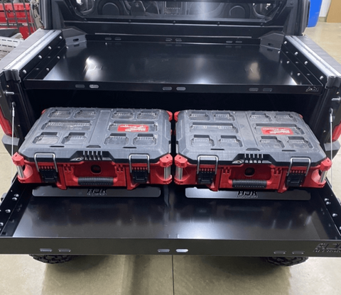 Polaris Xpedition Bed Drawer by AJK Offroad with two Milwaukee kits