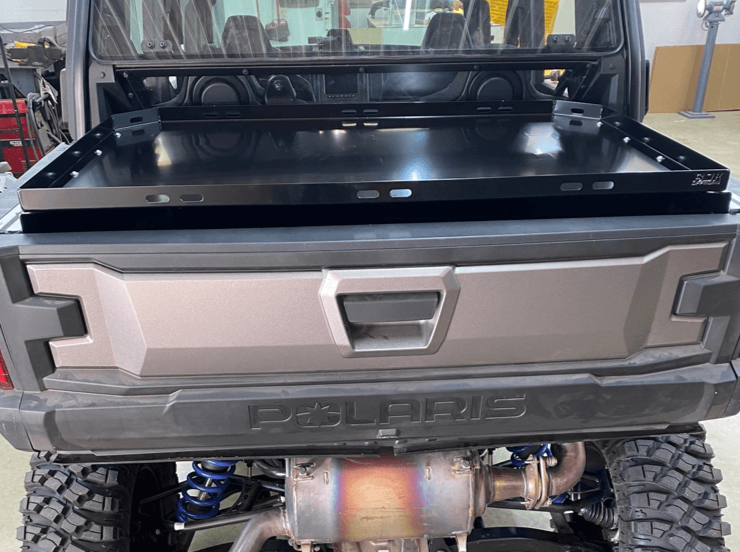 Polaris Xpedition Bed Tray by AJK Offroad Back View with Tailgate Door Closed