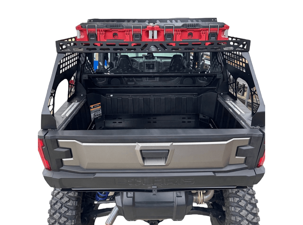 Polaris Xpedition Headache Rack 3/4 Rack  by AJK Offroad Back View with Loadouts