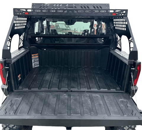 Polaris Xpedition Headache Rack 3/4 Rack  by AJK Offroad Back View with Open Bed