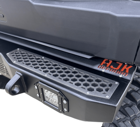 Polaris Xpedition Rear Bumper by AJK Offroad Close Up of Right Side with AJK Offroad Logo