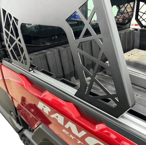 Polaris Ranger 1500XD Short Headache Rack 3/4 Rack by AJK Offroad Close up of Bed Rails