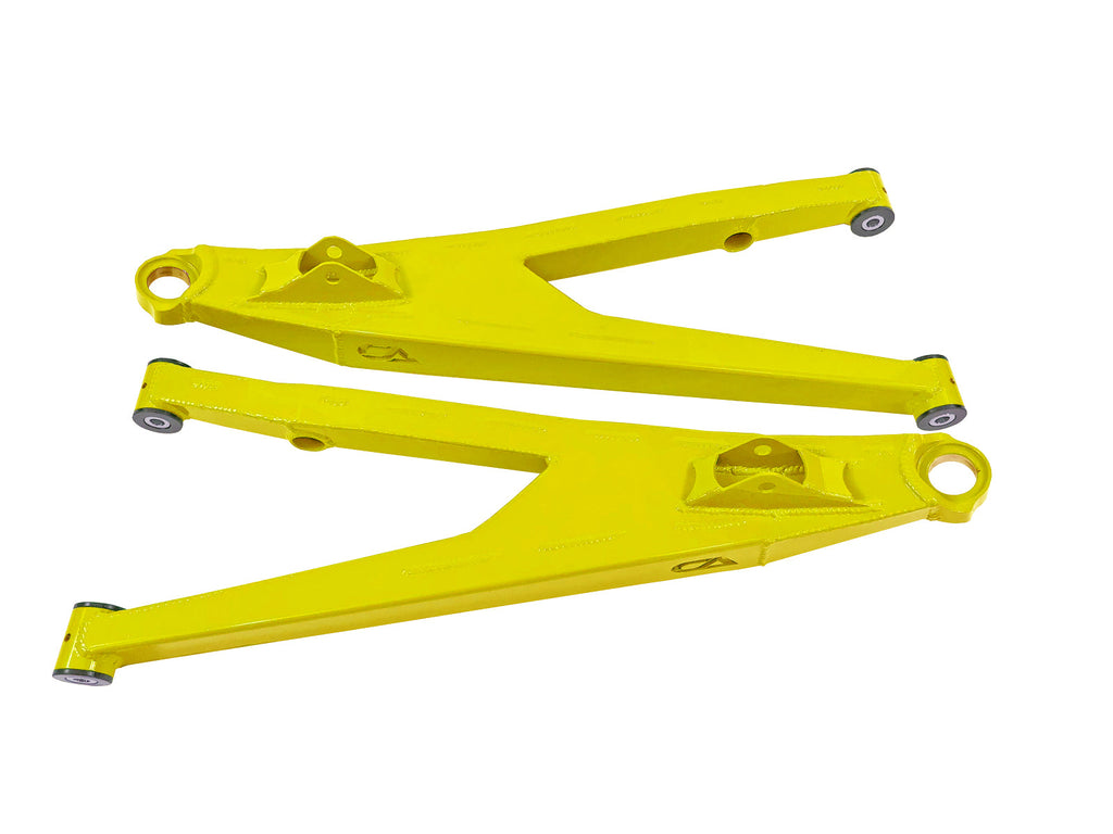 Can-Am Maverick X3 Upper Boxed Control Arms are laser cut from 4130 chromoly then CNC broke for quality and accuracy. Comes complete with 25% larger bushings installed to decrease wear and increase bushing life. Made with TIVAR® a high quality UHMW-PE material and is resistant to most all chemicals and conditions.