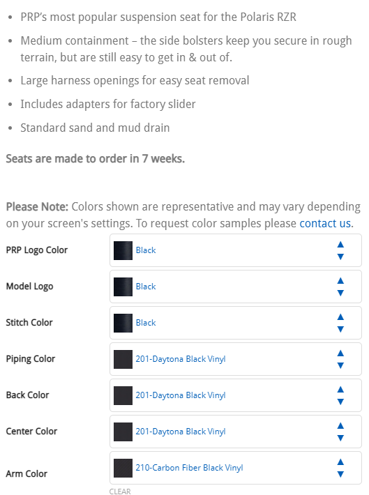PRP GT/S.E. Suspension Seat Black 