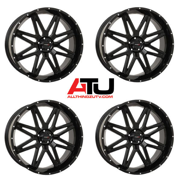 System 3 ST-7 24" Wheels Gloss Black Polaris RZR Turbo R & Pro R Ranger 1500 Xpedition