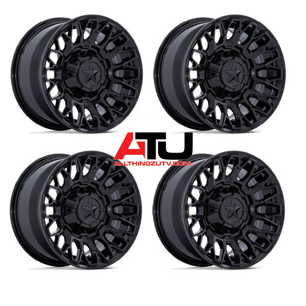 MSA Clubber 15" Wheels Gloss Black Polaris RZR Turbo R & Pro R Ranger 1500 Xpedition