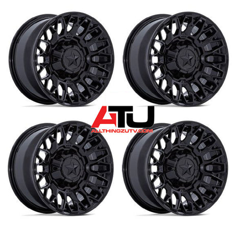 MSA Clubber 15" Wheels Gloss Black Polaris RZR Turbo R & Pro R Ranger 1500 Xpedition