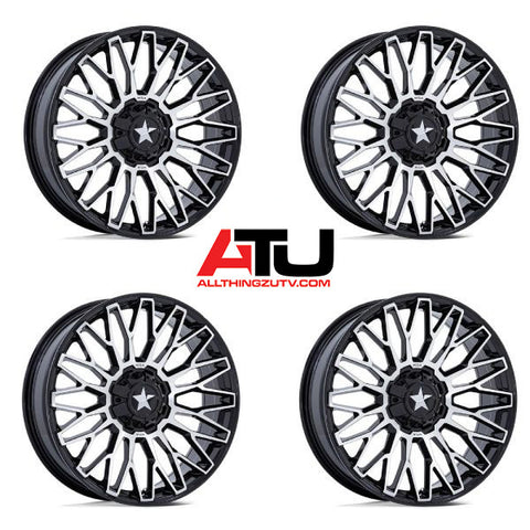MSA Clubber 15" Wheels Black/Machined Polaris RZR Turbo R & Pro R Ranger 1500 Xpedition