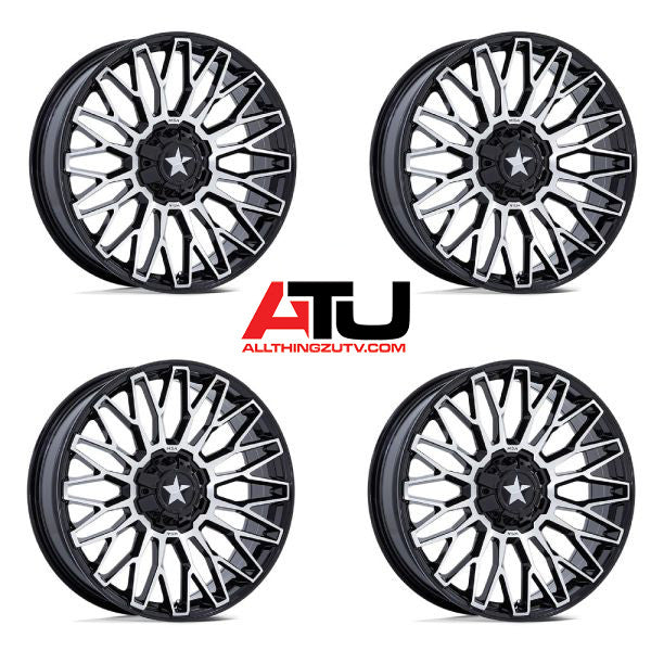 MSA Clubber 20" Wheels Black/Machined Polaris RZR Turbo R & Pro R Ranger 1500 Xpedition