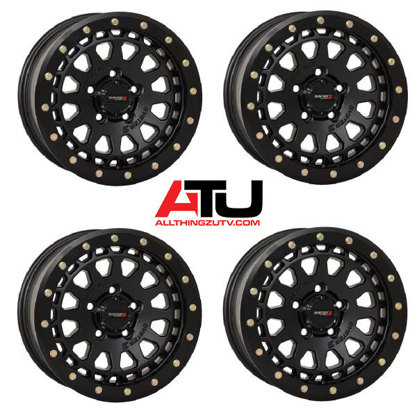 System 3 SB-6 Beadlock 15" Wheels Matte Black (4+3) Polaris RZR Turbo R & Pro R Ranger 1500 Xpedition