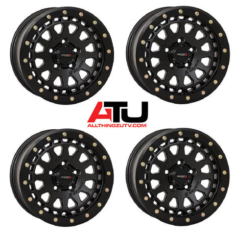 System 3 SB-6 Beadlock 15" Wheels Matte Black (4+3) Polaris RZR Turbo R & Pro R Ranger 1500 Xpedition