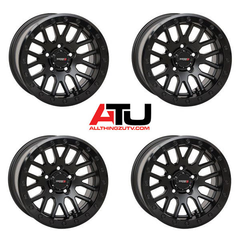 System 3 SB-9 Beadlock 15" Wheels Matte Black +10mm Polaris RZR Turbo R & Pro R Ranger 1500 Xpedition