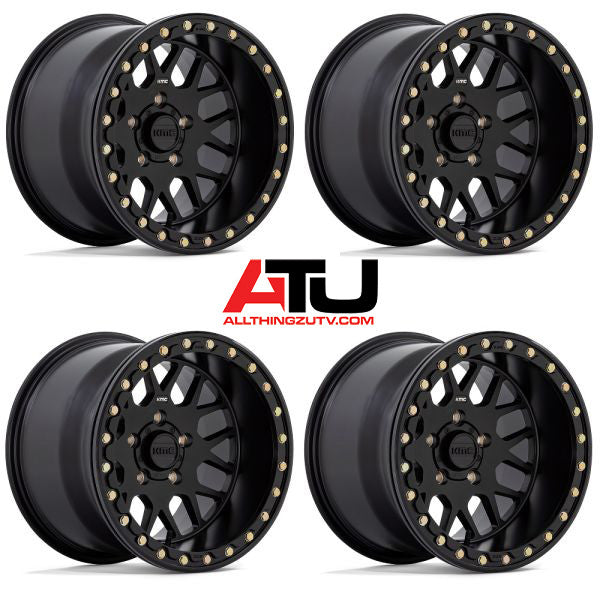KMC Grenade Beadlock 15" Wheels Black (+0mm) Polaris RZR Turbo R & Pro R Ranger 1500 Xpedition