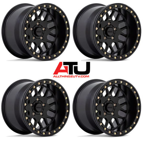 KMC Grenade Beadlock 15" Wheels Black (+0mm) Polaris RZR Turbo R & Pro R Ranger 1500 Xpedition