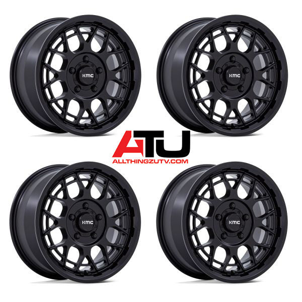 KMC Technic 15" Wheels Matte Black Polaris RZR Turbo R & Pro R Ranger 1500 Xpedition