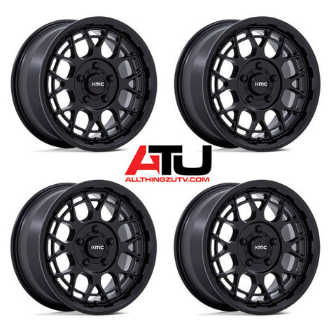 KMC Technic 15" Wheels Matte Black Polaris RZR Turbo R & Pro R Ranger 1500 Xpedition
