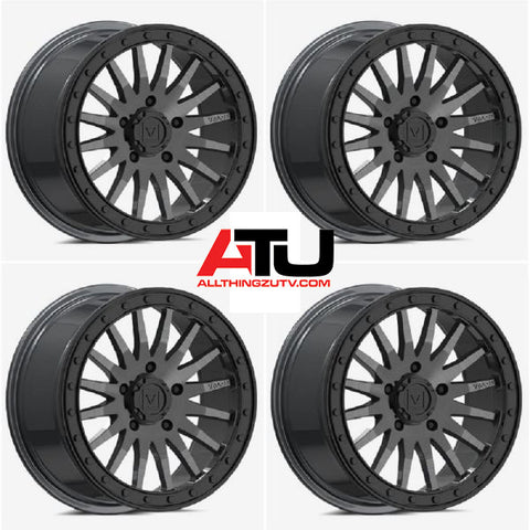 Valor V06 Beadlock 15x10 Wide Wheels Gunmetal Polaris RZR Turbo R & Pro R Ranger 1500 Xpedition