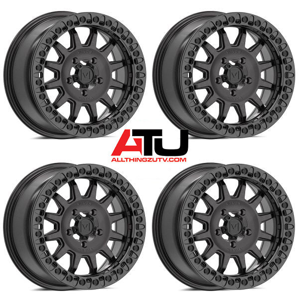 Valor V09 Beadlock 15" Wheels Brushed Charcoal Polaris RZR Turbo R & Pro R Ranger 1500 Xpedition