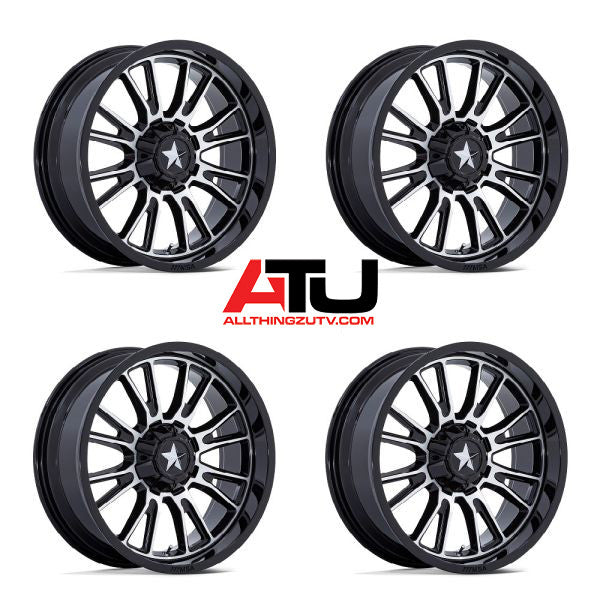 MSA ThunderLips 24" Wheels Black/Machined Polaris RZR Turbo R & Pro R Ranger 1500 Xpedition