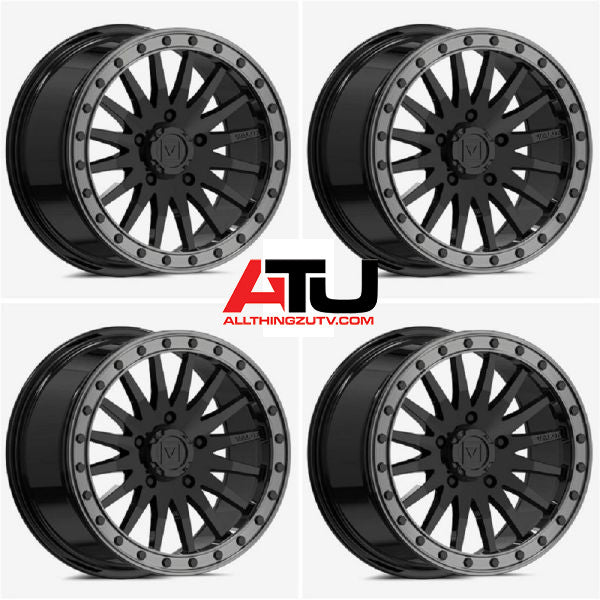 Valor V06 15x8 / 15x10 Wheels Gloss Black Polaris RZR Turbo R & Pro R Ranger 1500 Xpedition