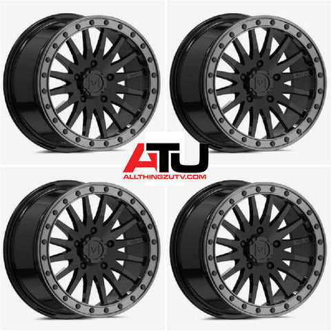 Valor V06 15x8 / 15x10 Wheels Gloss Black Polaris RZR Turbo R & Pro R Ranger 1500 Xpedition