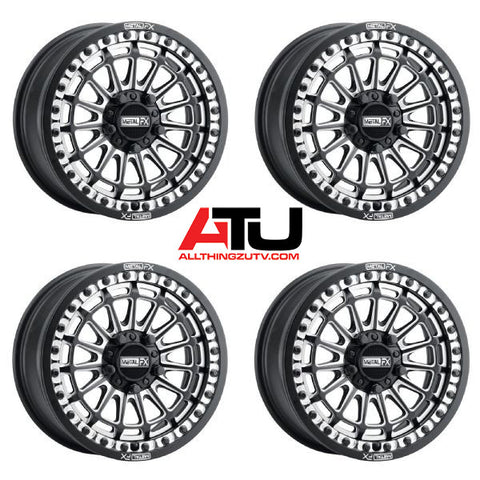 MetalFX Delta R Bdlk Contrast Cut 15" Wheels Bk Polaris RZR Turbo R & Pro R Ranger 1500 Xpedition