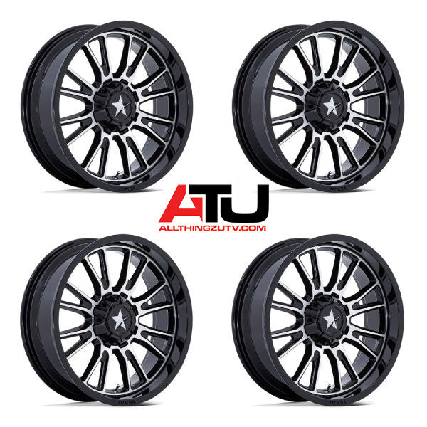 MSA ThunderLips 20" Wheels Black/Machined Polaris RZR Turbo R & Pro R Ranger 1500 Xpedition