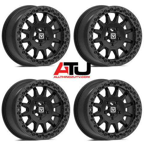 Valor V09 Beadlock 15" Wheels Black Polaris RZR Turbo R & Pro R Ranger 1500 Xpedition