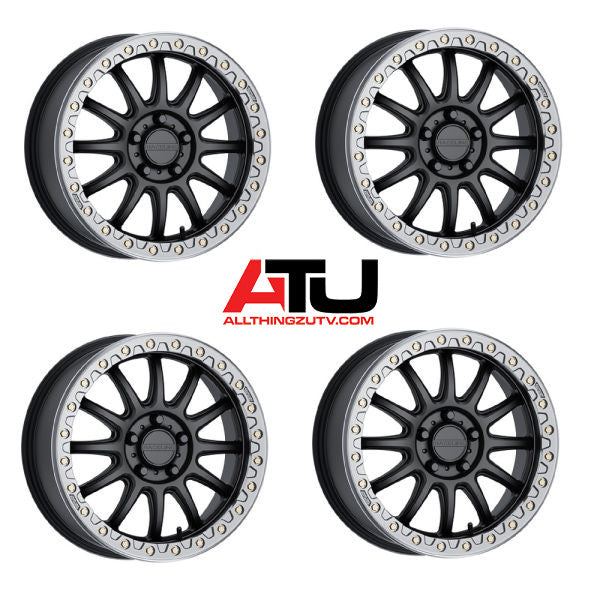 Raceline Alpha Beadlock 17" Wheels Gunmetal (+40mm) Polaris RZR Turbo R & Pro R Ranger 1500 Xpedition