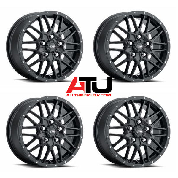ITP Hurricane Wheels Matte Black 15" Polaris RZR Turbo R & Pro R Ranger 1500 Xpedition