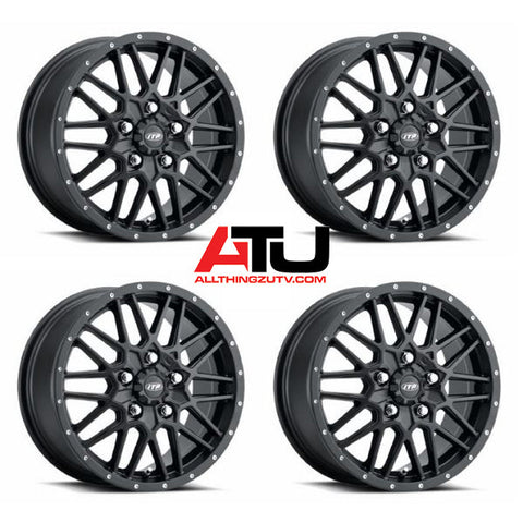 ITP Hurricane Wheels Matte Black 15" Polaris RZR Turbo R & Pro R Ranger 1500 Xpedition