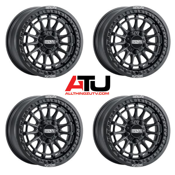 MetalFX Delta R Beadlock 15" Wheels Black Polaris RZR Turbo R & Pro R Ranger 1500 Xpedition