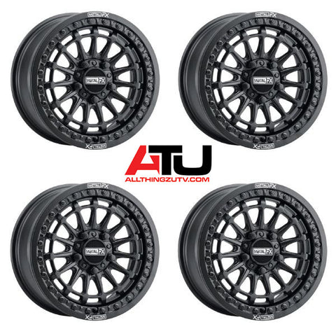 MetalFX Delta R Beadlock 15" Wheels Black Polaris RZR Turbo R & Pro R Ranger 1500 Xpedition